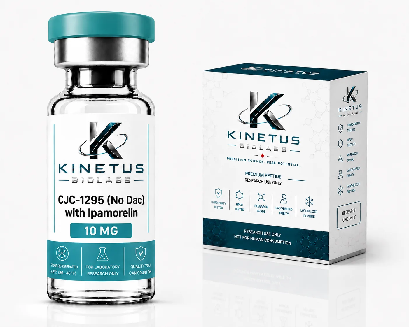 CJC-1295 (No DAC) / Ipamorelin 10 mg vial and box